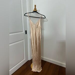 VICTORIA’S SECRET Beige Floral Satin Slip Dress Y2K Vintage Size XS